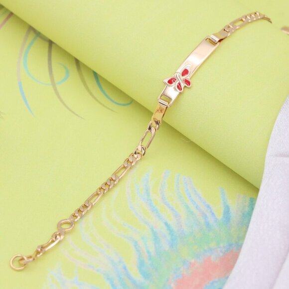 Rose Gold Butterfly Charm Bracelet, Gold Plated Over Brass, XPBL0702 - Picture 10 of 12